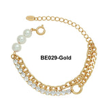 Stainless Steel Crystal Pearl Charm Bracelet 18K Accessories