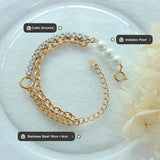Stainless Steel Crystal Pearl Charm Bracelet 18K Accessories