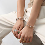 Stainless Steel Crystal Pearl Charm Bracelet 18K Accessories