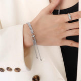 Adjustable Square Crystal Bracelet Stainless Steel Jewelry