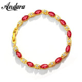 24k Plated Ruby Bracelet for Women Wedding Gift