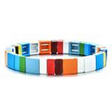Rainbow Love Bracelets Enamel Tile Charm Bracelet for Women