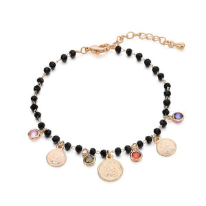 Bohemia Coins Bracelet Colorful CZ Zircon Crystal Beaded Chain