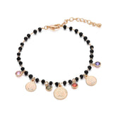 Bohemia Coins Bracelet Colorful CZ Zircon Crystal Beaded Chain
