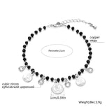Bohemia Coins Bracelet Colorful CZ Zircon Crystal Beaded Chain