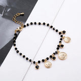 Bohemia Coins Bracelet Colorful CZ Zircon Crystal Beaded Chain