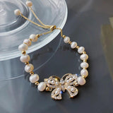 High-End Freshwater Pearl Crystal Butterfly Bracelet