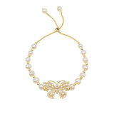 High-End Freshwater Pearl Crystal Butterfly Bracelet