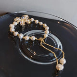 High-End Freshwater Pearl Crystal Butterfly Bracelet