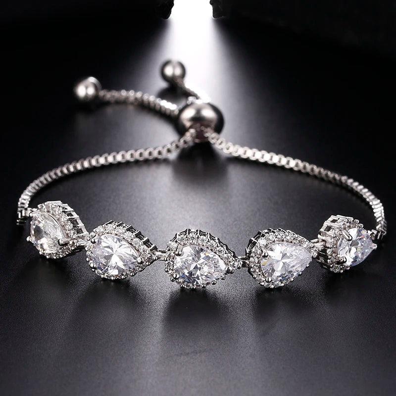 CZ Water Drop Adjustable Bracelet for Women