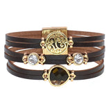 Metal Charm Leather Bracelets for Women