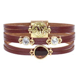 Metal Charm Leather Bracelets for Women