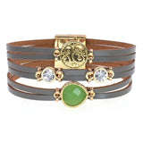 Metal Charm Leather Bracelets for Women
