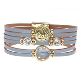 Metal Charm Leather Bracelets for Women