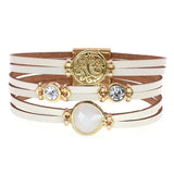 Metal Charm Leather Bracelets for Women