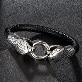 Vikings Double Wolf Head Leather Rope Bracelets Men