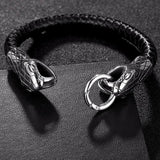 Vikings Double Wolf Head Leather Rope Bracelets Men