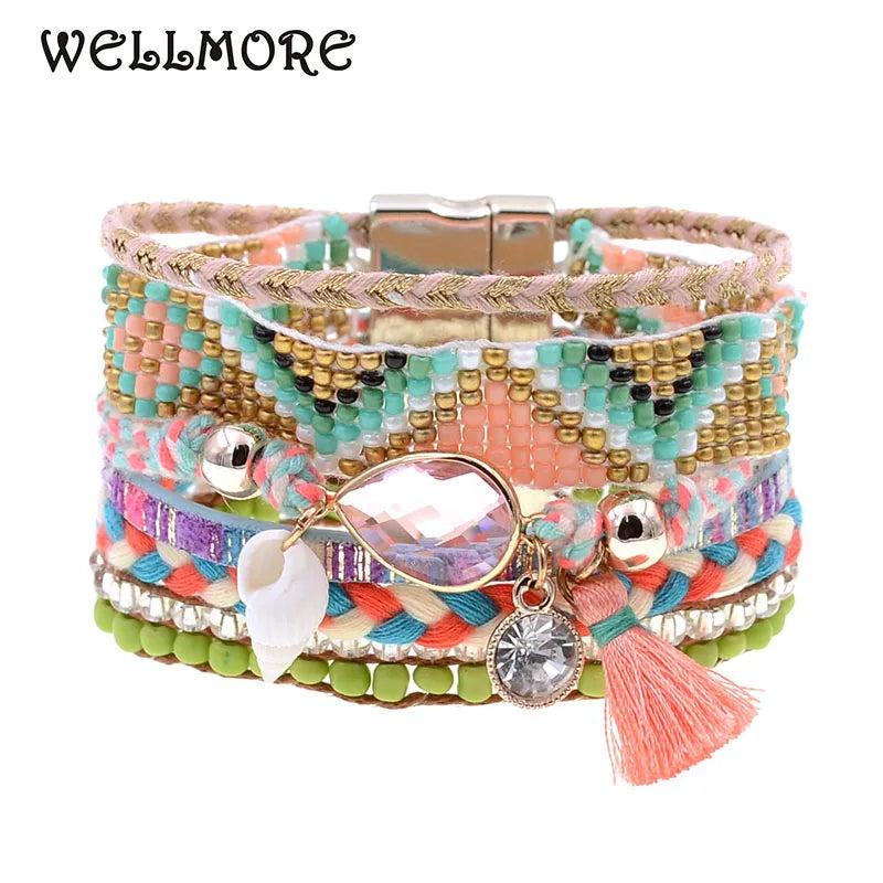 Bohemia Beaded Charm Leather Bracelets for Women