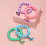 4Pack Dinosaur Charm Bracelets for Girls Gift