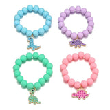 4Pack Dinosaur Charm Bracelets for Girls Gift