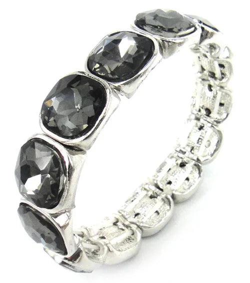 Grey Brown Crystal Stretch Bracelet