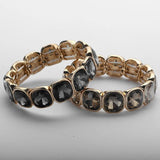 Grey Brown Crystal Stretch Bracelet
