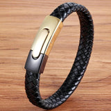 Punk Easy Hook Snake Chain Leather Bracelet Men