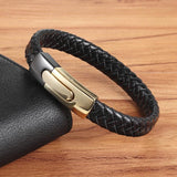 Punk Easy Hook Snake Chain Leather Bracelet Men