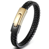 Punk Easy Hook Snake Chain Leather Bracelet Men