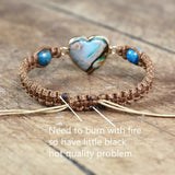 Apatite Heart Shape Charm Bracelet Macrame Bangle Wrap Jewelry