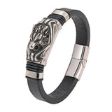 Men's Leather Bracelet Animal Skull Dragon Snake Spider Centipede