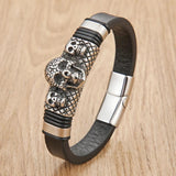 Men's Leather Bracelet Animal Skull Dragon Snake Spider Centipede