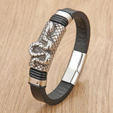 Men's Leather Bracelet Animal Skull Dragon Snake Spider Centipede