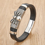Men's Leather Bracelet Animal Skull Dragon Snake Spider Centipede