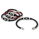 Football Charm Bracelet Leather Rope Stainless Steel Jewelry