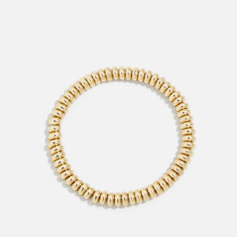 KKBEAD Unfade Disc Beads Bracelet for Women Copper Plated Pulse