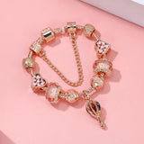Rose Hot Air Balloon Pendant Charm Bracelet for Women