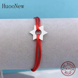 Silver Star Buckle Ribbon Lace Up Rope Chain Adjustable Size Bracelet