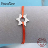 Silver Star Buckle Ribbon Lace Up Rope Chain Adjustable Size Bracelet