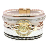 Summer Leather Bracelets for Women Round Zinc Alloy Bracelets 7 Colors