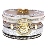 Summer Leather Bracelets for Women Round Zinc Alloy Bracelets 7 Colors