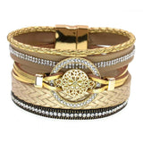 Summer Leather Bracelets for Women Round Zinc Alloy Bracelets 7 Colors