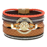 Summer Leather Bracelets for Women Round Zinc Alloy Bracelets 7 Colors