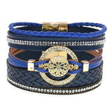 Summer Leather Bracelets for Women Round Zinc Alloy Bracelets 7 Colors