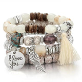 Boho Tassel Charm Bracelet Set for Women