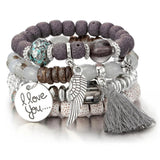 Boho Tassel Charm Bracelet Set for Women