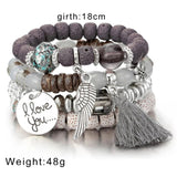 Boho Tassel Charm Bracelet Set for Women