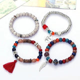 Boho Tassel Charm Bracelet Set for Women