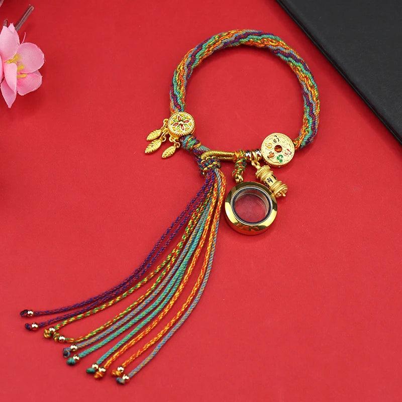 Tibetan Bracelet Stainless Steel Glass Locket Keepsake Bangle