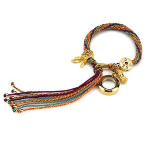 Tibetan Bracelet Stainless Steel Glass Locket Keepsake Bangle